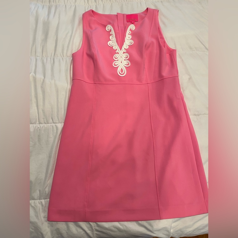 Lilly Pulitzer Vibrant Pink Mini Dress with White Detailing